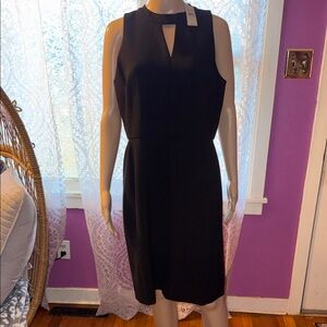 LOFT Elegant Black Sleeveless Midi Dress